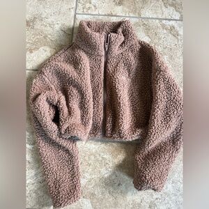 SKIMS Brown Fleece Cropped Jacket